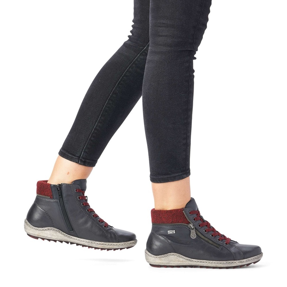 Remonte R1473-14 Blue Leather Ankle Boot TEX Waterproof Comfort Zip